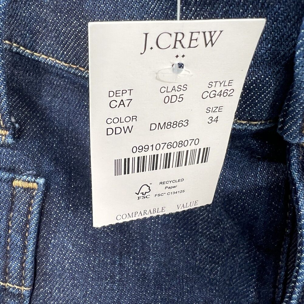 J.Crew Slim Wide‑Leg Jeans Womens 34 actual 39x29  All‑Day Stretch NWT dark - Picture 7 of 15